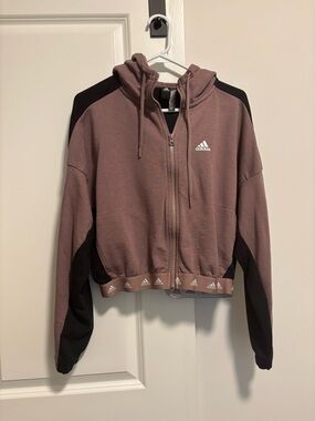 adidas Mauve Zip-Up Hoodie with Black Interior